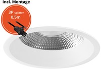 Pragmalux LED Downlight Mondial IP54 facet wit verdiept 13,5-25,5W 1700-3200lm 3-CCT CRI>90 UGR<19 60D BØ226 - GØ200-210 +Philips driver incl.3P snoer splitter, 1 in 2 uit