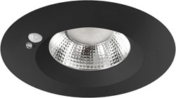 Pragmalux LED Downlight Mondial PIR IP54 facet zwart 13-18W 1400-2100lm 3-CCT UGR<19 60D BØ176 - GØ150-160 +LED Driver