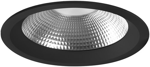 Pragmalux LED Downlight Mondial IP54 facet zwart standaard 25,5W 3050-3200lm 3-CCT CRI>90 UGR<19 60D BØ226 - GØ200-210 +Philips DALI2 driver