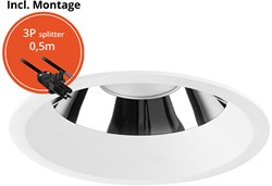 Pragmalux LED Downlight Mondial IP54 hoogglans wit verdiept 6-19,5W 725-2450lm 3-CCT CRI>90 UGR<19 60D BØ176 - GØ150-160 +Philips driver incl.3P snoer splitter, 1 in 2 uit