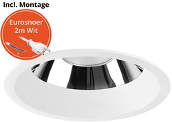Pragmalux LED Downlight Mondial IP54 hoogglans wit verdiept 13,5-25,5W 1700-3200lm 3-CCT CRI>90 UGR<19 60D BØ226 - GØ200-210 +Philips driver incl. eurosnoer 2m wit