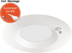 Pragmalux LED Downlight Mondial PIR IP54 opaal wit 13-18W 1400-2100lm 3-CCT 100D BØ176 - GØ150-160 +LED Driver incl. eurosnoer 2m wit