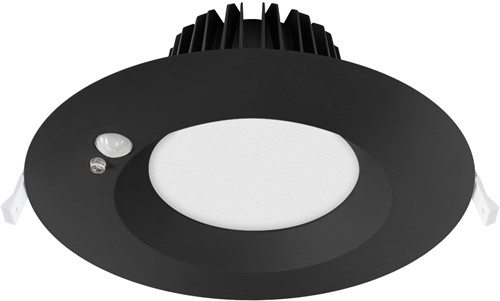 Pragmalux LED Downlight Mondial PIR IP54 opaal zwart 13-18W 1400-2100lm 3-CCT 100D BØ190 - GØ150-165 +LED Driver incl. eurosnoer 2m zwart-2