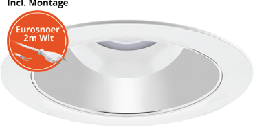 Pragmalux LED Downlight Spectre SR IP54 10-14W 3000K-5700K 3-CCT 1050-1550lm Ø145 Buitenmaat - Gatmaat Ø125-135 +Philips Driver incl. eurosnoer 2m wit (1x18W)