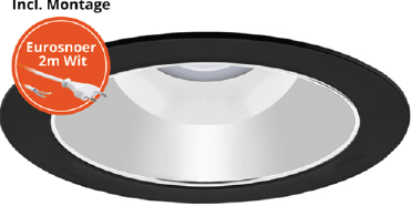 Pragmalux LED Downlight Spectre SR IP54 10-20W 3000K-5700K 3-CCT 1150-2200lm zwart Ø172 Buitenmaat - Gatmaat Ø150-165 +Philips Driver incl. eurosnoer 2m wit(2x18W)