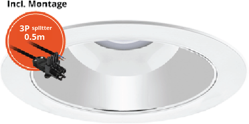 Pragmalux LED Downlight Spectre SR IP54 10-20W 3000K-5700K 3-CCT 1150-2200lm Ø172 Buitenmaat - Gatmaat Ø150-165 +Philips Driver incl. 3P Aansluitsnoer en splitter, 1 in 2 uit (2x18W)