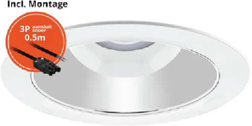 Pragmalux LED Downlight Spectre SR IP54 10-14W 3000K-5700K 3-CCT 1050-1550lm Ø145 Buitenmaat - Gatmaat Ø125-135 +Philips Driver incl. 3P Aansluitsnoer (1x18W)