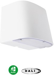Pragmalux LED Gevelarmatuur Briq Up/Down IP65 C4 Down 7W 800-840lm Up 3W 400-420lm 3000-4000K 2CCT Wit RAL 9003 DALI-2+noodmodule zelftest 1uur