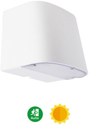 Pragmalux LED Gevelarmatuur Briq Up/Down IP65 C4 Down 7W 800-840lm Up 3W 400-420lm 3000-4000K 2CCT Wit RAL 9003 + Daglichtsensor+noodmodule zelftest 1uur