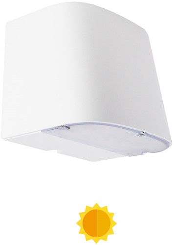 Pragmalux LED Gevelarmatuur Briq Up/Down IP65 C4 Down 7W 800-840lm Up 3W 400-420lm 3000-4000K 2CCT Wit RAL 9003 + Daglichtsensor