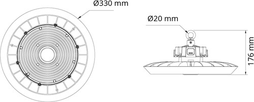Pragmalux LED Highbay Storm G3 100-200W 3000K-5000K 3CCT 17000-34000lm 90D Zwart DALI2(250-400W)-7
