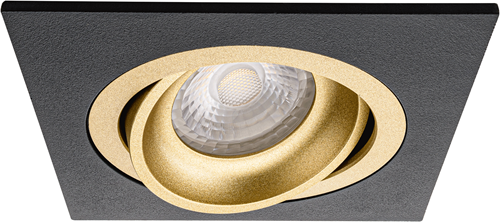 Pragmalux Inbouwspot Boxy Vierkant Kantelbaar Zwart/Goud - Incl. GU10 Fitting