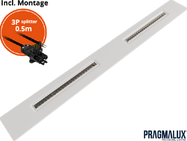 Pragmalux LED Inlegarmatuur Modul 15x150cm 26-30W 3500-4200lm 3000K-4000K 2CCT UGR<16 wit RAL9003 +driver incl. 3P Aansluitsnoer en splitter en trekontlasting, 1 in 2 uit