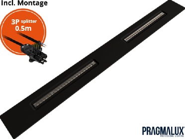 Pragmalux LED Inlegarmatuur Modul 15x150cm 26-30W 3500-4200lm 3000K-4000K 2CCT UGR<16 zwart RAL9005 +driver incl. 3P Aansluitsnoer en splitter en trekontlasting, 1 in 2 uit