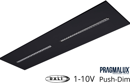 Pragmalux LED Inlegarmatuur Modul 30x120cm 18,5-30W 2500-4200lm 3000K-4000K 2CCT UGR<16 zwart RAL9005 +Universele driver (DALI2, 1-10V, push-dim)