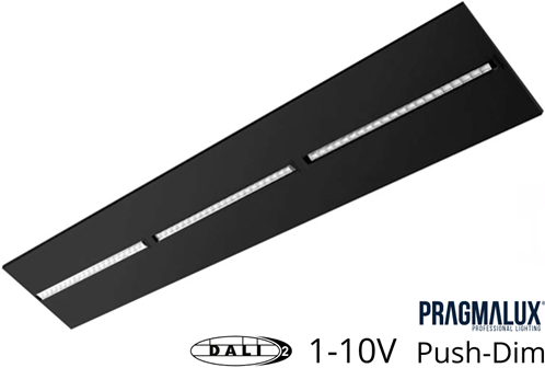 Pragmalux LED Inlegarmatuur Modul 30x150cm 18,5-30W 2500-4200lm 3000K-4000K 2CCT UGR<16 zwart RAL9005 +Universele driver (DALI2, 1-10V, push-dim)