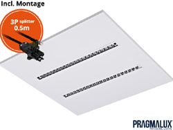 Pragmalux LED Inlegarmatuur Modul 60x60cm 26-30W 3500-4200lm 3000K-4000K 2CCT UGR<16 wit RAL9003 +driver incl. 3P Aansluitsnoer en splitter en trekontlasting, 1 in 2 uit