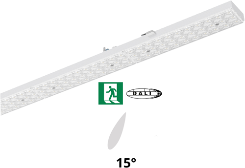 Pragmalux PRX-Line LED module 1528mm 60W 9150lm 4000K asymmetrisch Links 15° DALI noodverlichting 3h 600lm