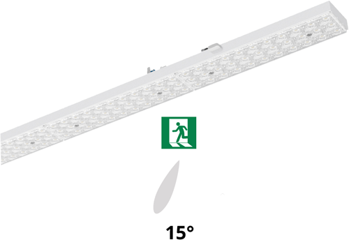 Pragmalux PRX-Line LED module 1528mm 32-60W 9150-4880lm 4000K asymmetrisch Links 15° noodverlichting 3h 600lm