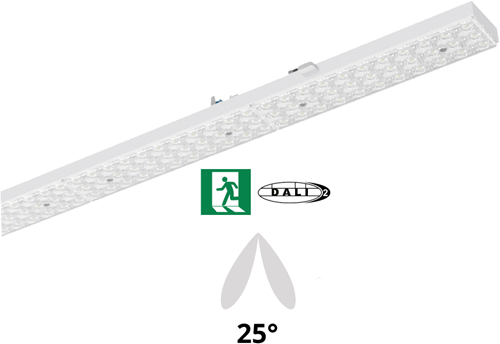 Pragmalux PRX-Line LED module 1528mm 60 Watt 9150lm 6500K Dubbel asymmetrisch 25° DALI noodverlichting 3h 600lm