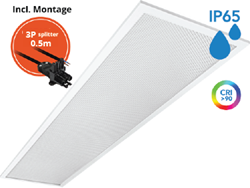 Pragmalux LED Paneel 30x120cm Sigma G2 IP65 CRI>90 13-26W 5000K-6500K 2-CCT 1800-3800lm UGR<19 +Philips Driver incl. 3P Aansluitsnoer en splitter en trekontlasting, 1 in 2 uit (2x28W/2x36W)