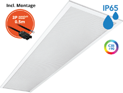 Pragmalux LED Paneel 30x120cm Sigma G2 IP65 CRI>90 13-26W 3000K-4000K 2-CCT 1700-3600lm UGR<19 +Philips Driver incl. 3P Aansluitsnoer (2x28W/2x36W)
