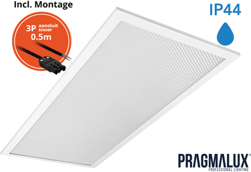 Pragmalux LED Paneel 30x60cm Sigma G2 IP44 9-20W 3000K-4000K 2-CCT 1050-2500lm UGR<19 +Driver incl. 3P Aansluitsnoer (2x14W)