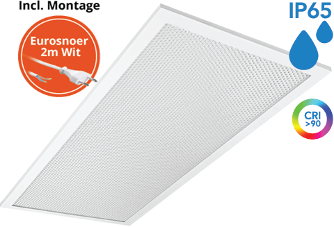 Pragmalux LED Paneel 30x60cm Sigma G2 IP65 CRI>90 6-20W 5000K-6500K 2-CCT 800-2600lm UGR<19 +Philips Driver incl. eurosnoer 2m wit(2x14W/2X18W)