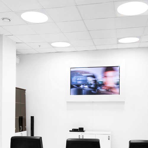 Pragmalux LED Paneel 60x60cm Rondix IP54 20-40W 3000K-3500K-4000K 3CCT 2300-5000lm UGR<19 wit RAL9016 +Driver incl. 3P Aansluitsnoer en splitter en trekontlasting, 1 in 2 uit(4x14W)-5