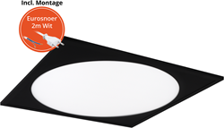 Pragmalux LED Paneel 60x60cm Rondix IP54 28-40W 3CCT 3250-5000lm UGR<19 zwart RAL9005 + Philips Driver incl.eurosnoer 2m (4x14W)