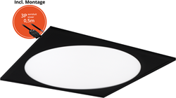 Pragmalux LED Paneel 60x60cm Rondix IP54 28-40W 3CCT 3250-5000lm UGR<19 zwart RAL9005 + Philips Driver incl. 3P Aansluitsnoer (4x14W)