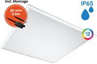 Pragmalux LED Paneel 60x60cm Sigma G2 IP65 CRI>90 13-26W 5000K-6500K 2-CCT 1800-3800lm UGR<19 +Philips Driver incl. 3P Aansluitsnoer (4x14W/4X18W)