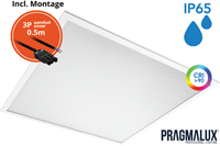 Pragmalux LED Paneel 60x60cm Sigma G2 IP65 CRI>90 26-37W 5000K-6500K 2-CCT 3700-5300lm UGR<19 +Driver incl. 3P Aansluitsnoer (4x14W/4X18W)