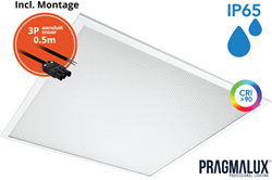 Pragmalux LED Paneel 60x60cm Sigma G2 IP65 CRI>90 26-37W 3000K-4000K 2-CCT 3550-5000lm UGR<19 +Driver incl. 3P Aansluitsnoer (4x14W/4X18W)