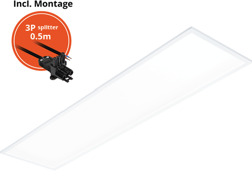 Pragmalux LED Paneel 30x120cm Easy G2 26-36W 3000K-6000K 3-CCT 2850-4200lm +Driver incl. 3P Aansluitsnoer en splitter en trekontlasting, 1 in 2 uit (2x28W)
