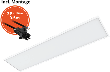 Pragmalux LED Paneel 30x120cm Essence G3 27-34W 3000K-6000K 3-CCT 3300-4350lm UGR<19 +Philips Driver incl. 3P Aansluitsnoer en splitter en trekontlasting, 1 in 2 uit (2x28W)