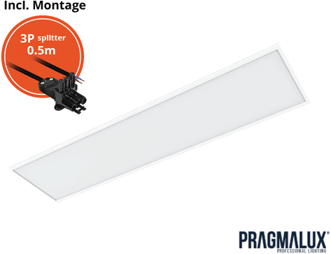 Pragmalux LED Paneel 30x120cm Essence G3 25-34W 3000K-6000K 3-CCT 3050-4350lm UGR<19 +Driver incl. 3P Aansluitsnoer en splitter en trekontlasting, 1 in 2 uit (2x28W)