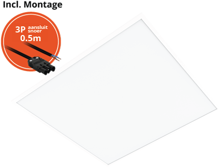 Pragmalux LED Paneel 60x60cm Essence G3 27-34W 3000K-6000K 3-CCT 3300-4350lm UGR<19 +Philips Driver incl. 3P Aansluitsnoer (4x14W)