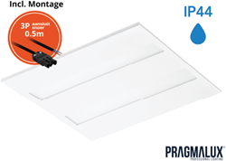 Pragmalux LED Paneel Flexcore IP44 60x60cm 26-39W 3600-5500lm 3000K-3500K-4000K 3CCT CRI >90 UGR<19 wit RAL9003+driver incl. P3 aansluitsnoer