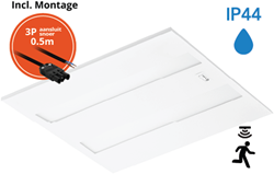 Pragmalux LED Paneel Flexcore IP44 Easyair Sensor 60x60cm 26-39W 3600-5500lm 3000K-3500K-4000K 3CCT CRI >90 UGR<19 wit RAL9003+Philips DALI SR driver incl. P3 aansluitsnoer
