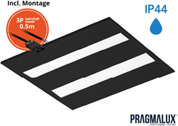 Pragmalux LED Paneel Flexcore IP44 60x60cm 26-39W 3600-5500lm 3000K-3500K-4000K 3CCT CRI >90 UGR<19 zwart RAL9005 +driver incl. P3 aansluitsnoer