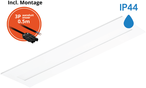 Pragmalux LED Paneel Flexcore IP44 30x120cm 26-39W 3600-5500lm 3000K-3500K-4000K 3CCT CRI >90 UGR<19 wit RAL9003+Philips driver incl. P3 aansluitsnoer