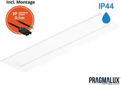 Pragmalux LED Paneel Flexcore IP44 30x120cm 26-39W 3600-5500lm 3000K-3500K-4000K 3CCT CRI >90 UGR<19 wit RAL9003+driver incl. P3 aansluitsnoer