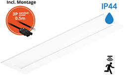 Pragmalux LED Paneel Flexcore IP44 Easyair Sensor 30x120cm 26-39W 3600-5500lm 3000K-3500K-4000K 3CCT CRI >90 UGR<19 wit RAL9003 +Philips DALI SR driver incl. P3 aansluitsnoer