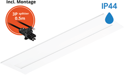 Pragmalux LED Paneel Flexcore IP44 30x120cm 26-39W 3600-5500lm 3000K-3500K-4000K 3CCT CRI >90 UGR<19 wit RAL9003 +Philips driver incl. P3 aansluitsnoer en splitter en trekontlasting, 1 in 2 uit