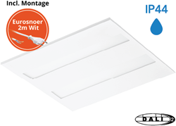 Pragmalux LED Paneel Flexcore IP44 60x60cm 26-39W 3600-5500lm 3000K-3500K-4000K 3CCT CRI >90 UGR<19 wit RAL9003+Philips DALI driver incl. eurosnoer 2m wit 