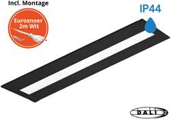 Pragmalux LED Paneel Flexcore IP44 30x120cm 26-39W 3600-5500lm 3000K-3500K-4000K 3CCT CRI >90 UGR<19 zwart RAL9005 +Philips DALI driver incl. eurosnoer 2m wit 