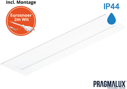 Pragmalux LED Paneel Flexcore IP44 30x120cm 26-39W 3600-5500lm 3000K-3500K-4000K 3CCT CRI >90 UGR<19 wit RAL9003 +driver incl. eurosnoer 2m wit 