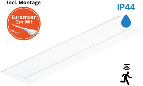 Pragmalux LED Paneel Flexcore IP44 Easyair Sensor 30x120cm 26-39W 3600-5500lm 3000K-3500K-4000K 3CCT CRI >90 UGR<19 wit RAL9003 +Philips DALI SR driver incl. eurosnoer 2m wit 