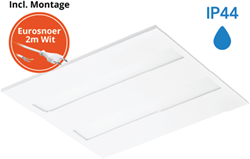Pragmalux LED Paneel Flexcore IP44 60x60cm 26-39W 3600-5500lm 3000K-3500K-4000K 3CCT CRI >90 UGR<19 wit RAL9003+Philips driver incl. eurosnoer 2m wit 